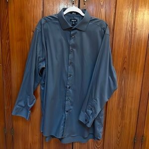 Claiborne men’s Grey dress shirt 18 34/35 long sleeve . Stripe pattern fabric.